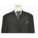 Extrema Black With White Dual Pinstripes Super 140's Wool Vested Suit 380375/1